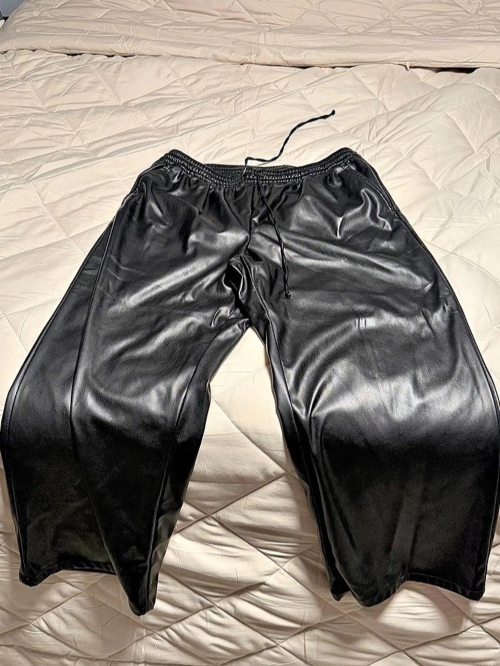 Gap High Rise Vegan Leather Straight Pull-On Pants Black XL